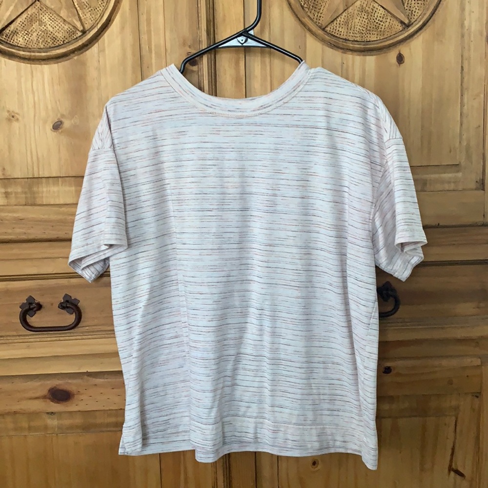 Stripped short sleeve shirt. Size M